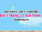 Giải bài 5 trang 25 Toán 6 Tập 1 SGK Cánh Diều